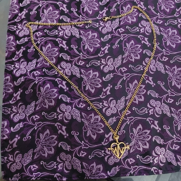 18K Gold Plated Heart❤️ With Pulse and Arrow With 18K Plated Miami Cuban Link - Picture 7 of 7